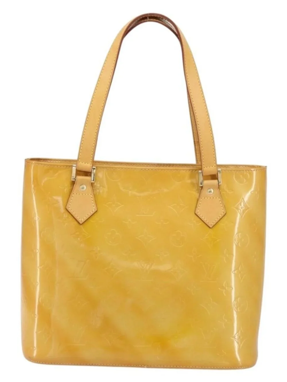 LOUIS VUITTON Monogram Vernis Houston Hand Bag Beige M91004 LV Auth 158012 - Picture 3 of 16